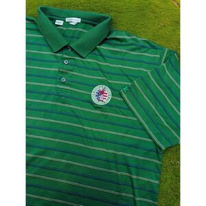 Vtg 2005 US Open Pinehurst Cutter & Buck Green Striped Polo Shirt‎ XL